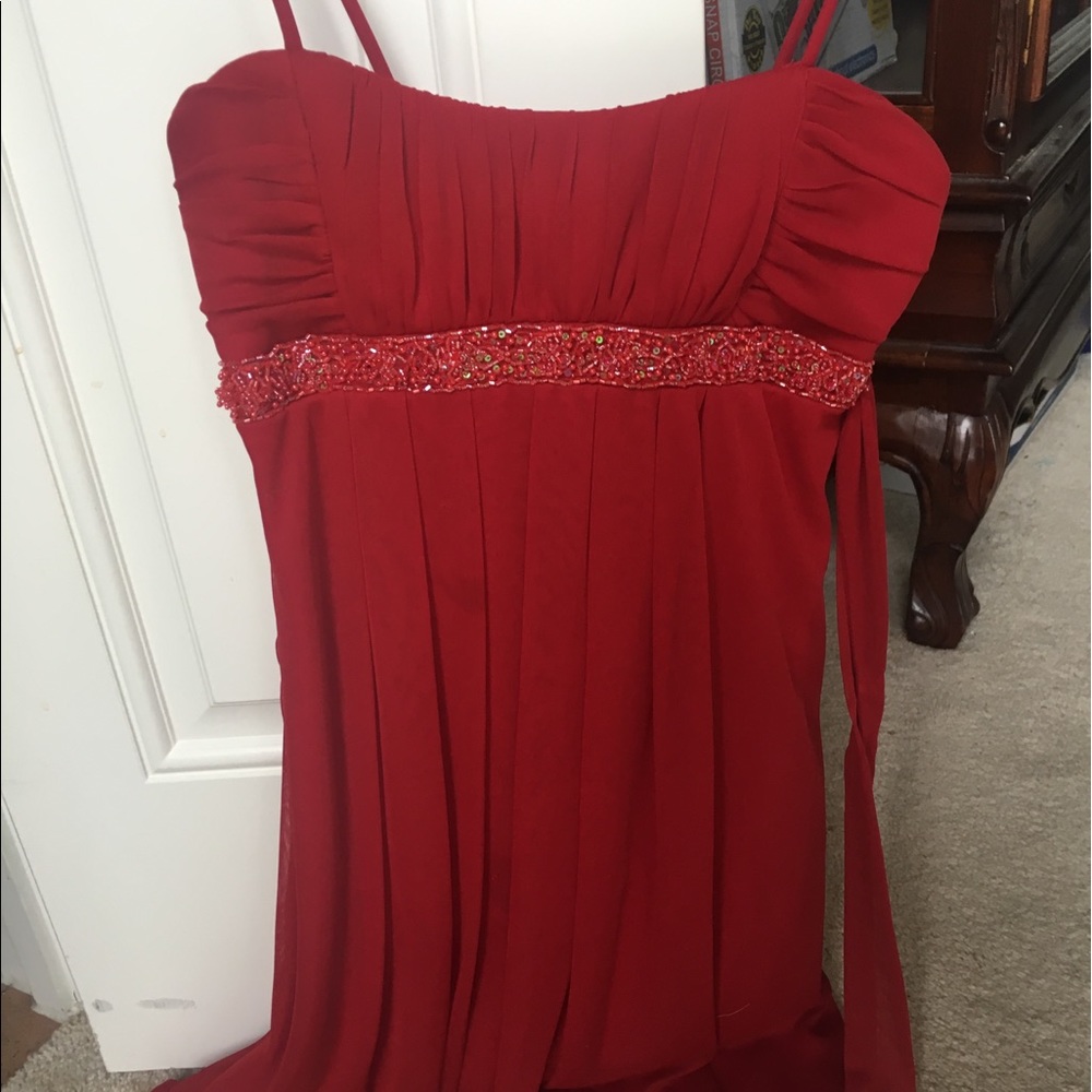 Red silk dress